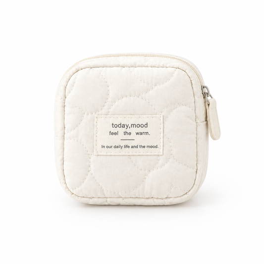 Small Cream Quilted Pouch
